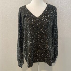 Dark Grey and Gold V-Neck Sweater